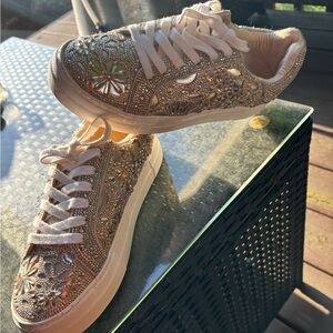Betsey Johnson Embellished Gold Women's Sneakers